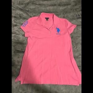 US Polo Assn Pink Polo Shirt - Size Large